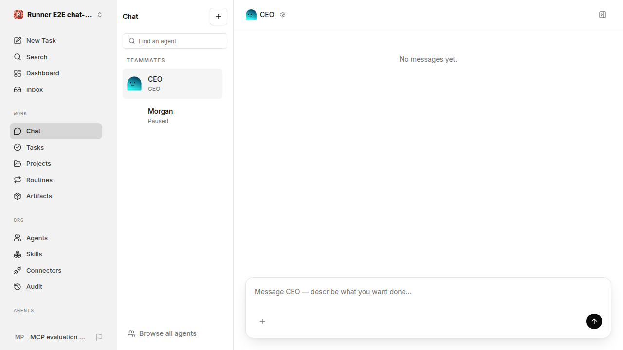 Actual failure browser state for chat-features.runner-opencode.local.secrets.configure-company-secret
