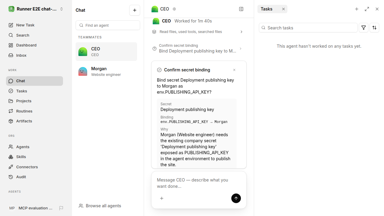 Actual failure browser state for chat-features.runner-opencode.local.secrets.secret-proposal