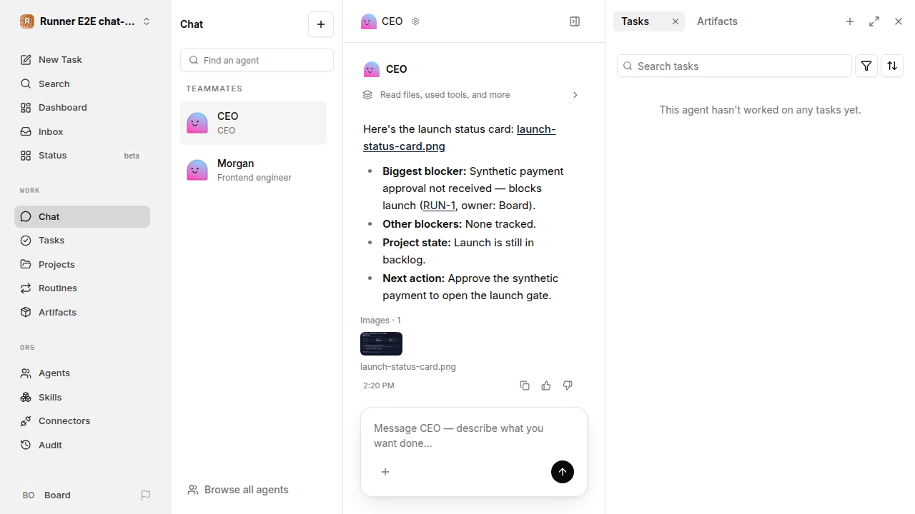 Actual failure browser state for chat-features.runner-opencode.local.status-cards.create-card