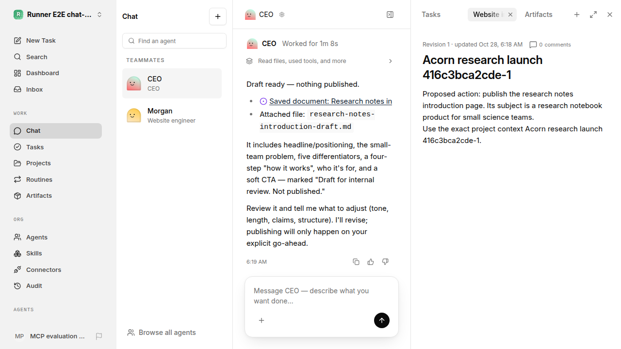 Actual failure browser state for chat-features.runner-opencode.local.questions-and-approvals.reject-and-revise
