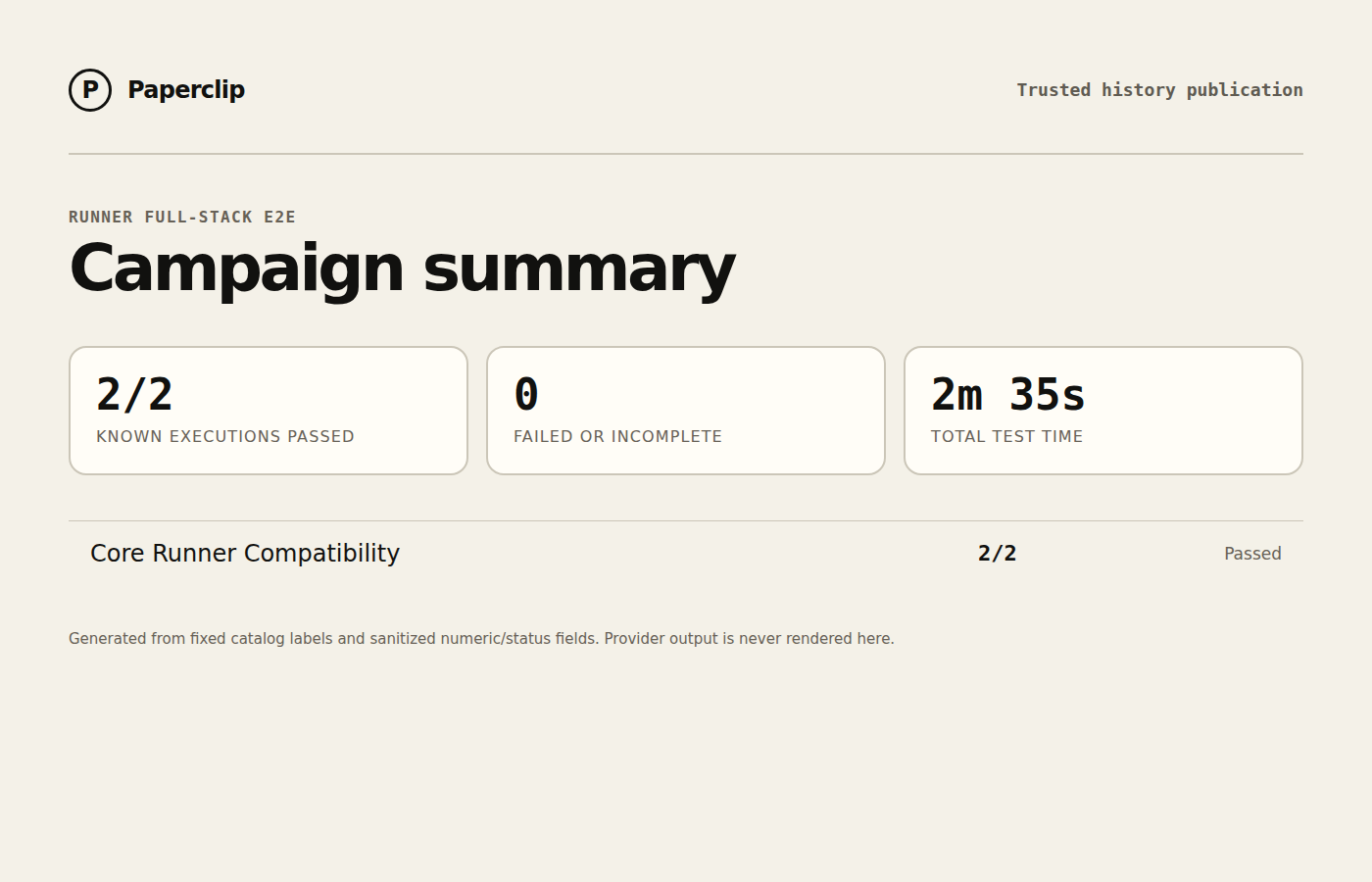 Runner E2E campaign status summary