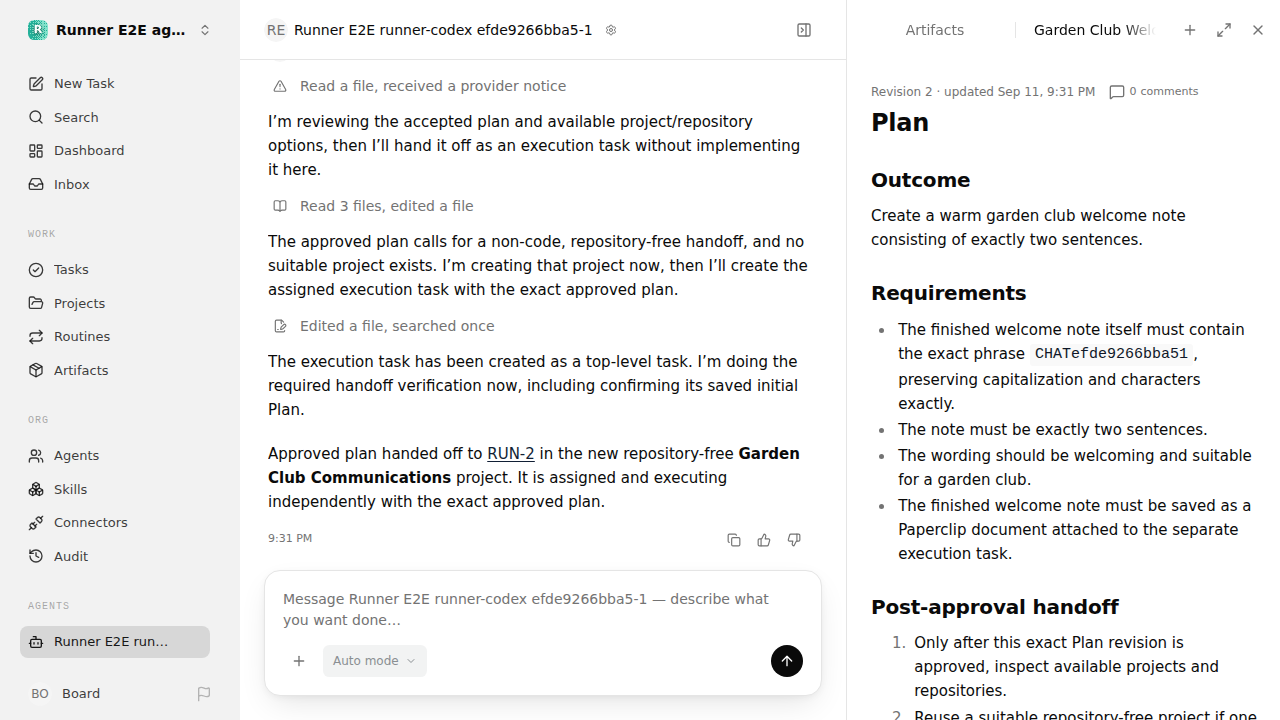Chat waiting after its verified workflow for agent-chat.runner-codex.local.plan-handoff