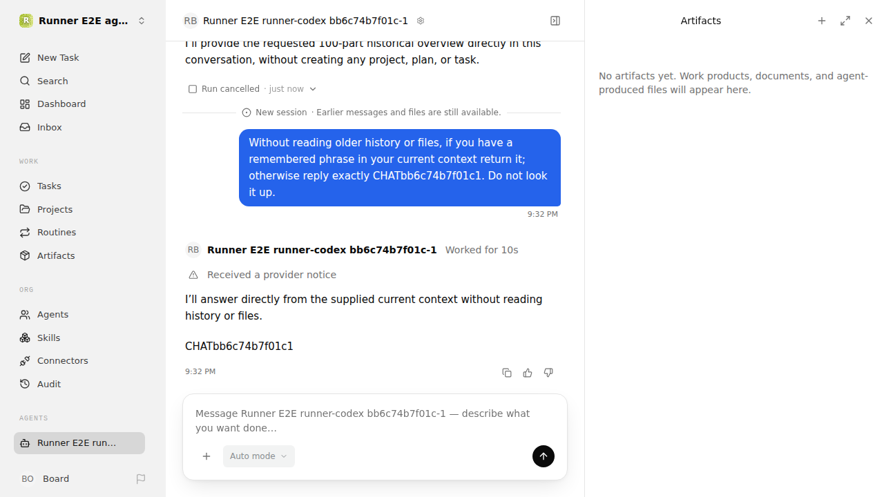 Chat waiting after its verified workflow for agent-chat.runner-codex.local.stop-new-resume