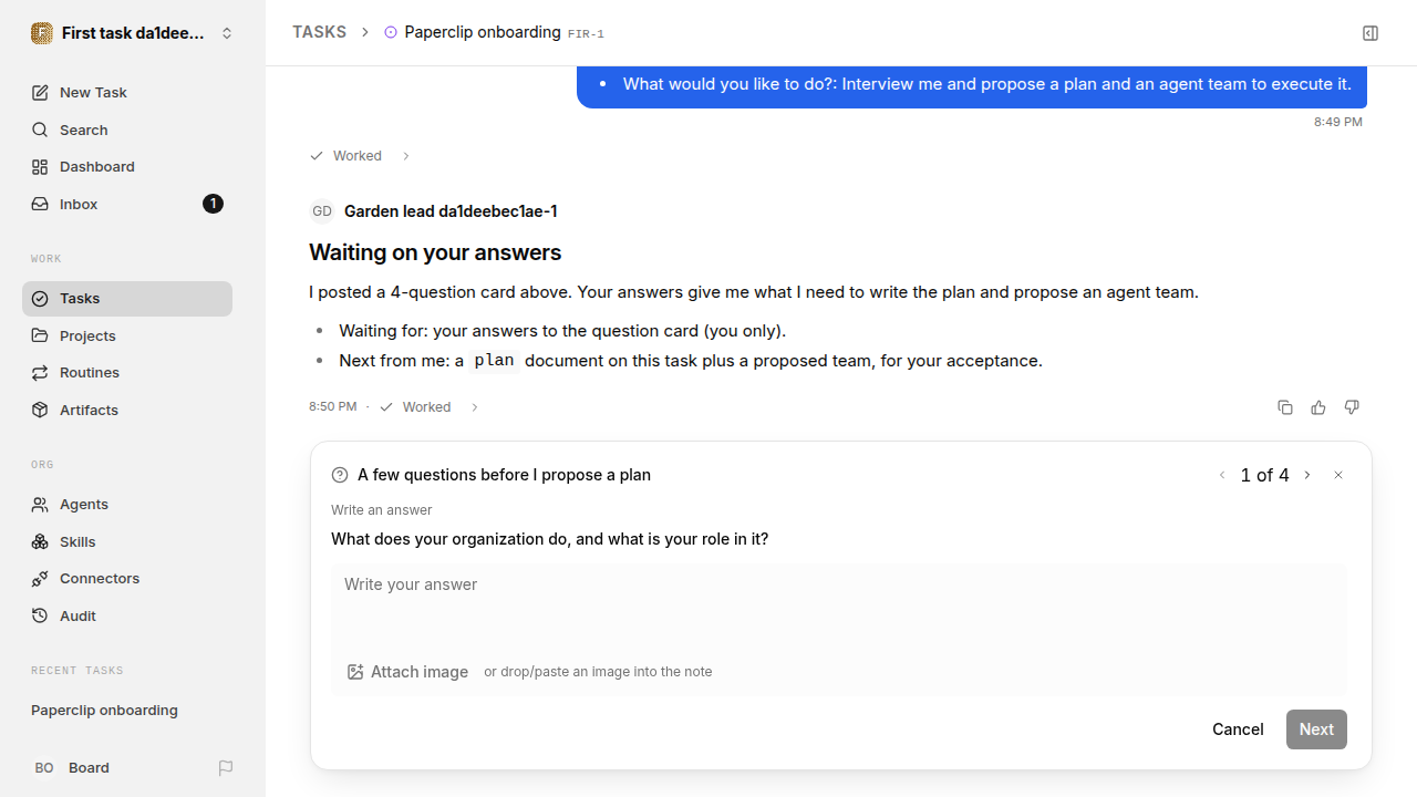 First onboarding response for first-task.legacy-claude.local.interview-first-response