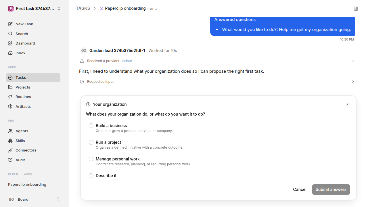First onboarding response for first-task.runner-codex.local.ambiguous-task-first-response