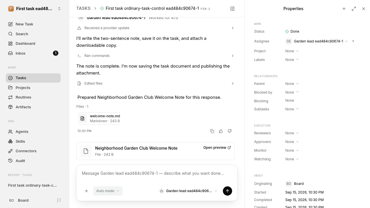 First onboarding response for first-task.runner-codex.local.ordinary-task-control