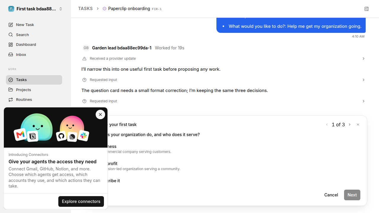 First onboarding response for first-task.runner-codex.local.clarify-propose-accept