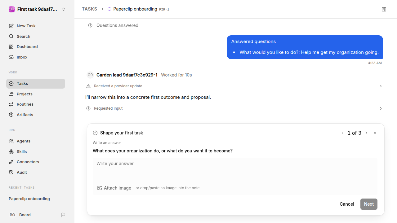 First onboarding response for first-task.runner-codex.local.clarify-propose-accept