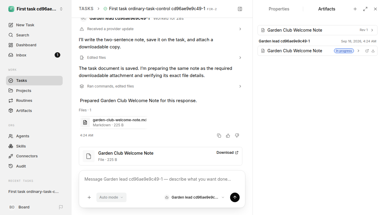 First onboarding response for first-task.runner-codex.local.ordinary-task-control