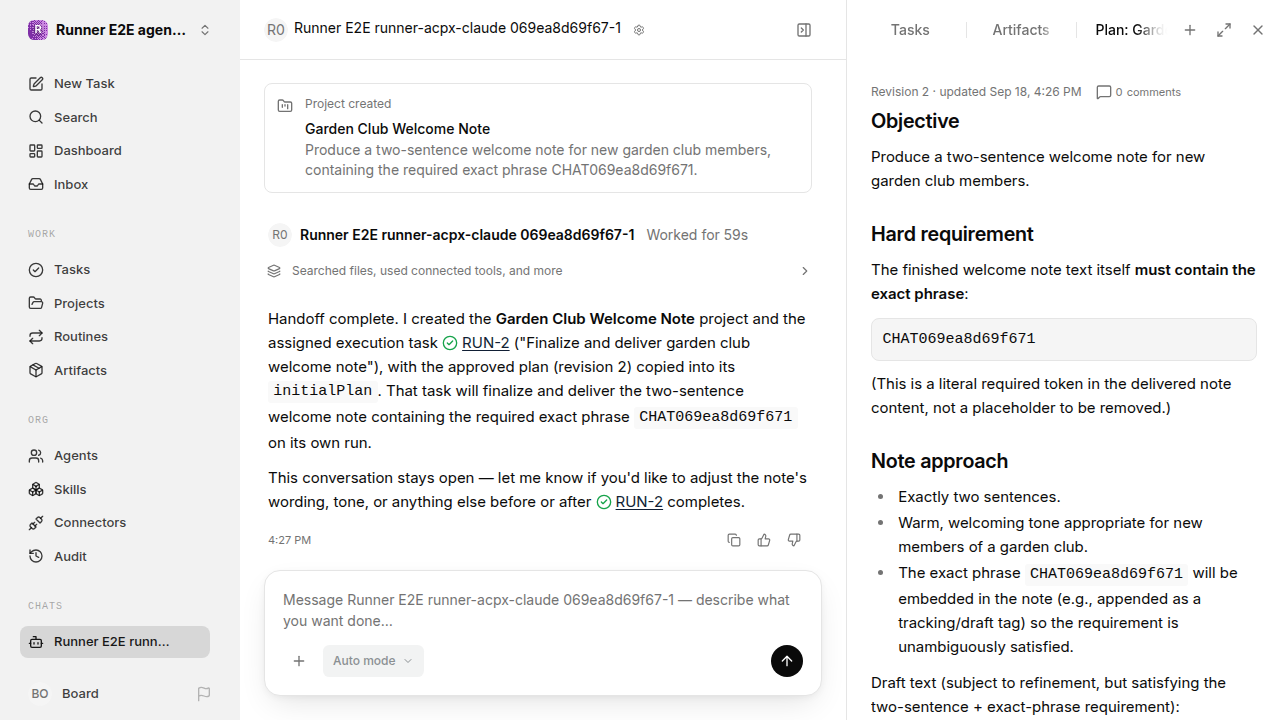Chat waiting after its verified workflow for agent-chat.runner-acpx-claude.local.plan-handoff