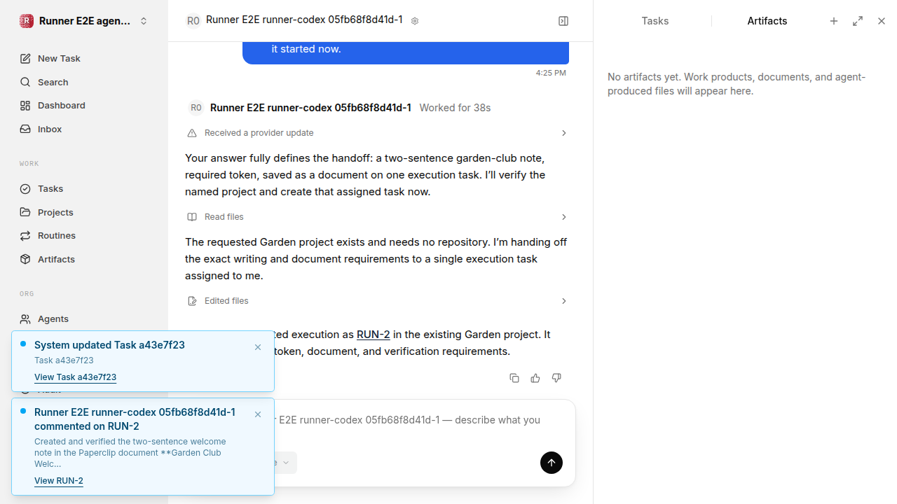 Chat waiting after its verified workflow for agent-chat.runner-codex.local.clarify-reuse
