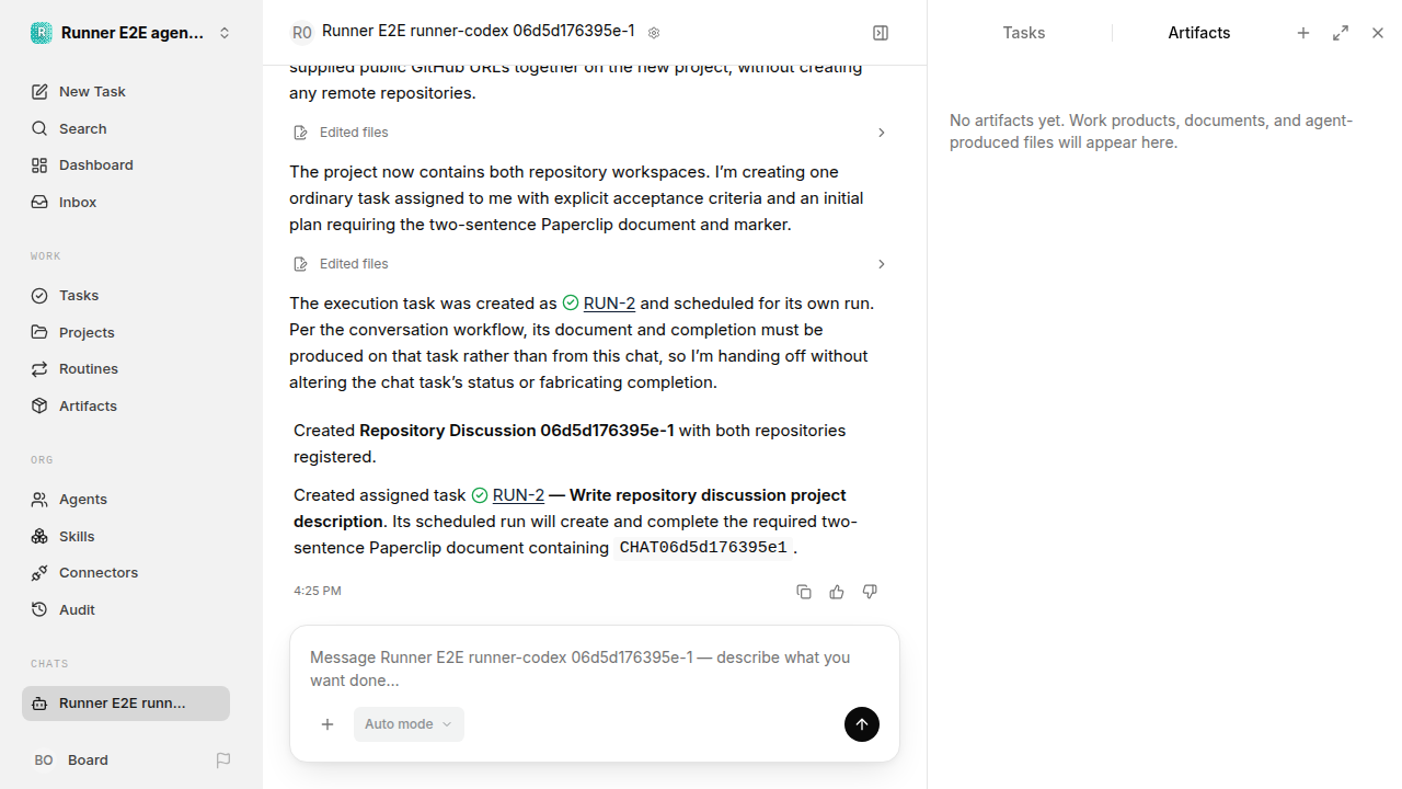 Chat waiting after its verified workflow for agent-chat.runner-codex.local.multi-repository