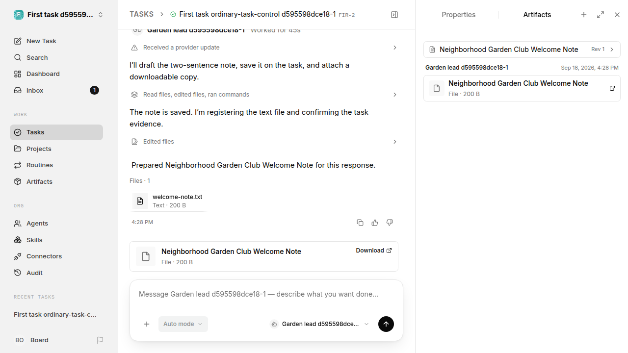 First onboarding response for first-task.runner-codex.local.ordinary-task-control