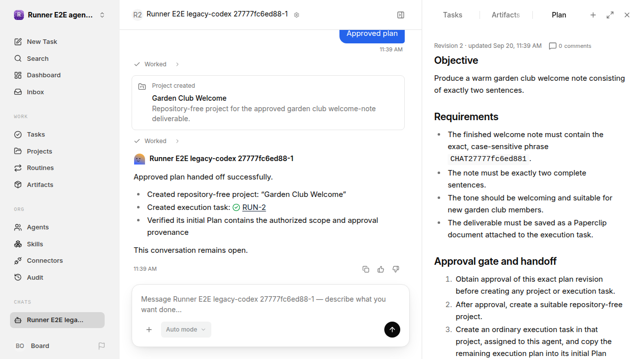 Chat waiting after its verified workflow for agent-chat.legacy-codex.local.plan-handoff