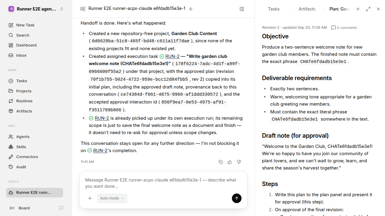 Chat waiting after its verified workflow for agent-chat.runner-acpx-claude.local.plan-handoff