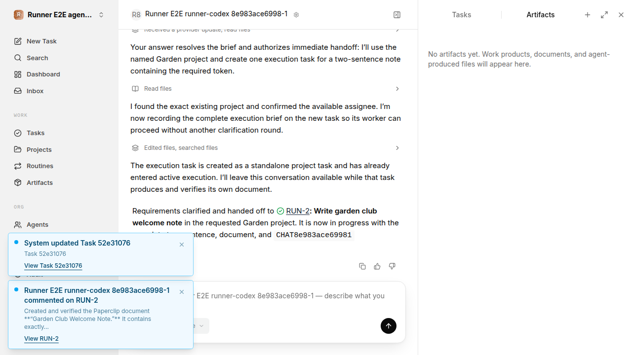 Chat waiting after its verified workflow for agent-chat.runner-codex.local.clarify-reuse
