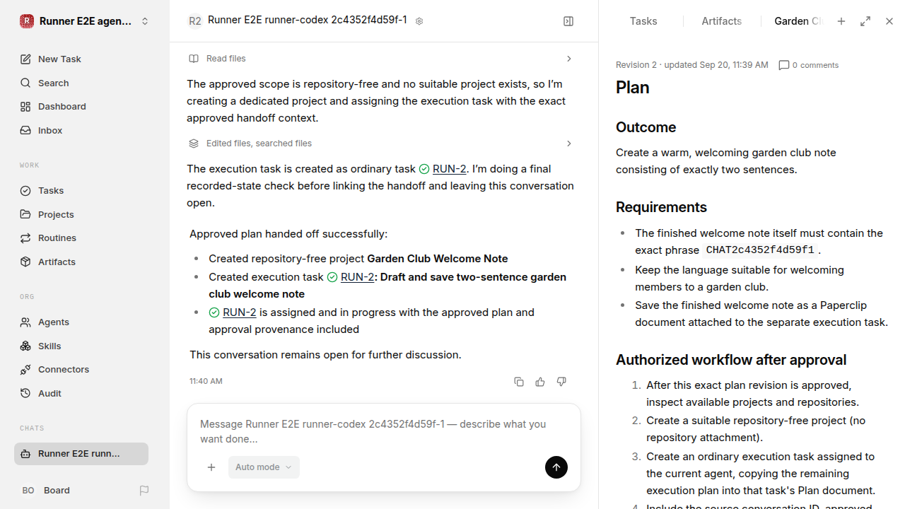 Chat waiting after its verified workflow for agent-chat.runner-codex.local.plan-handoff