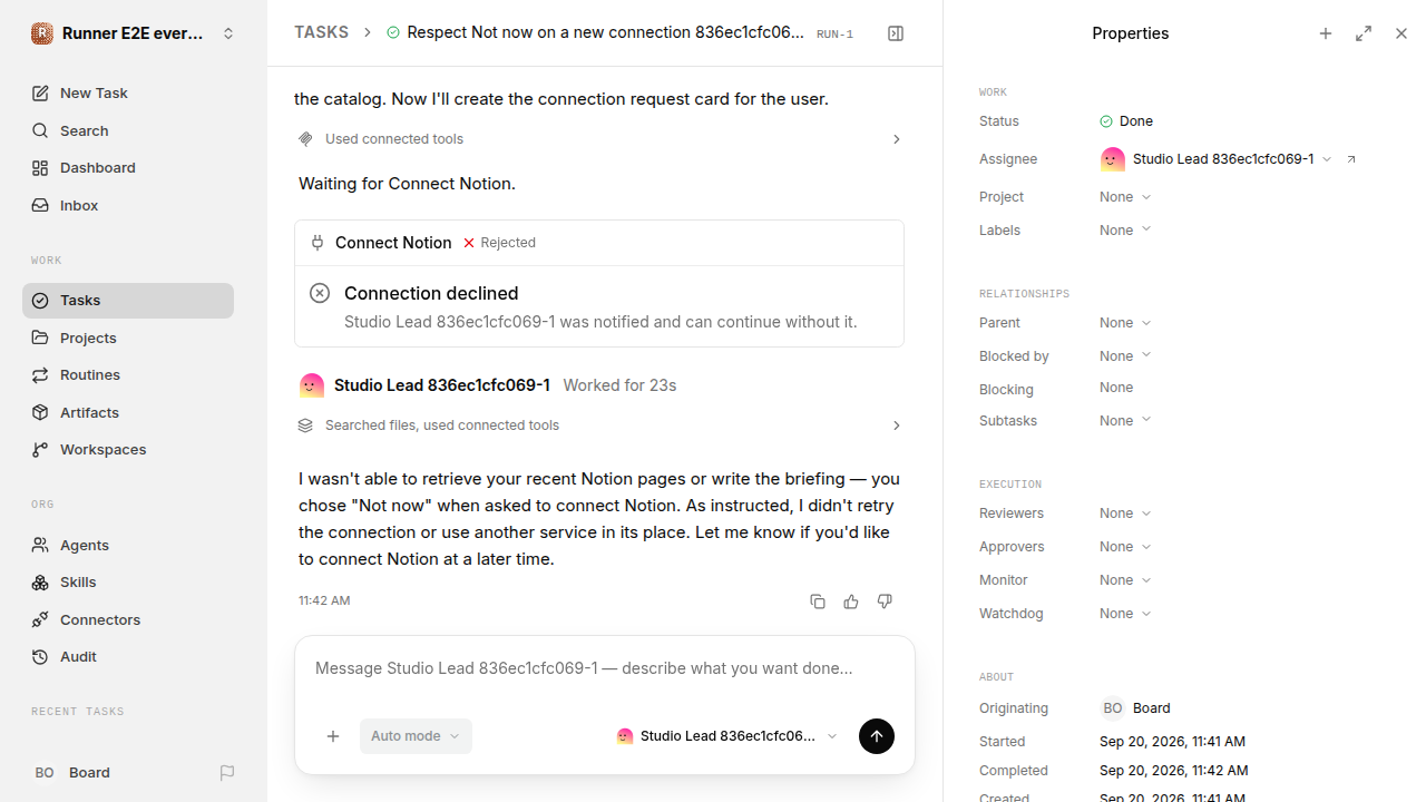 Finished everyday workflow for everyday-workflows.runner-acpx-claude.local.connection-decline