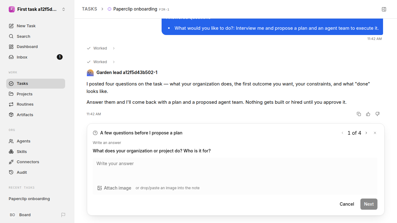 First onboarding response for first-task.legacy-claude.local.interview-first-response