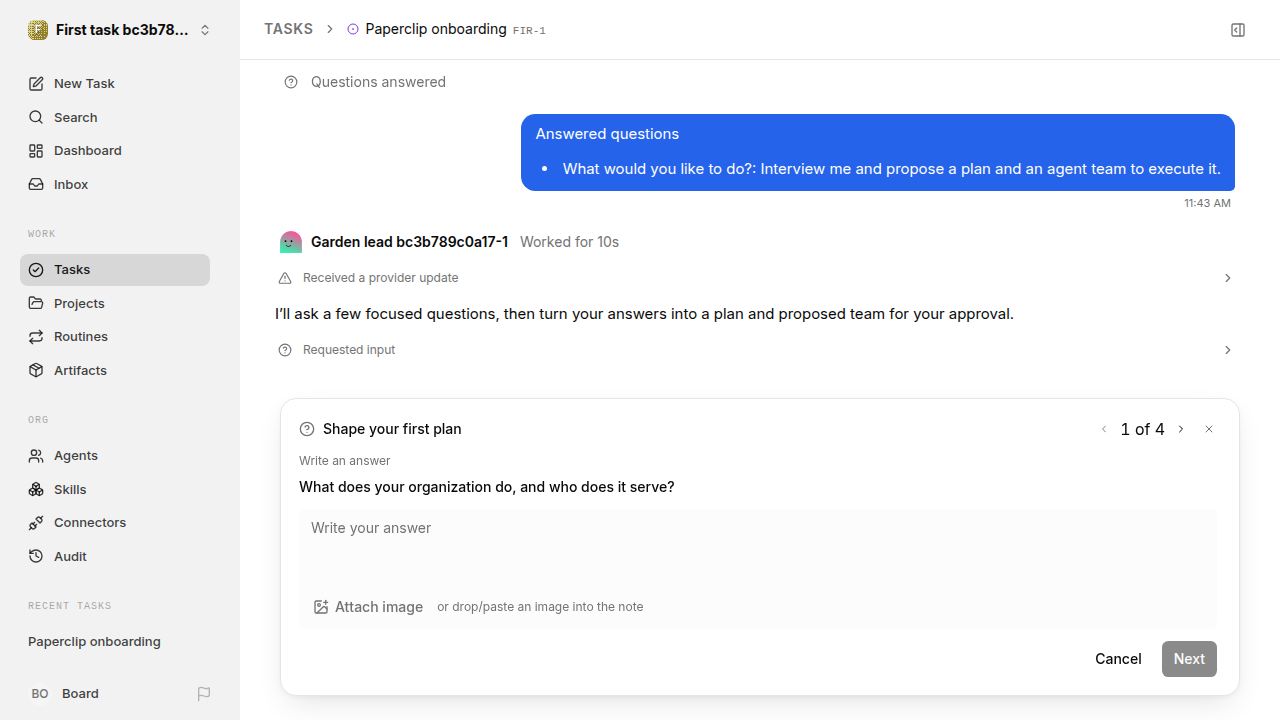 First onboarding response for first-task.runner-codex.local.interview-first-response