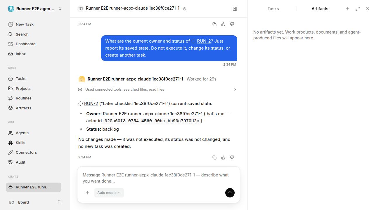 Chat waiting after its verified workflow for agent-chat.runner-acpx-claude.local.create-backlog