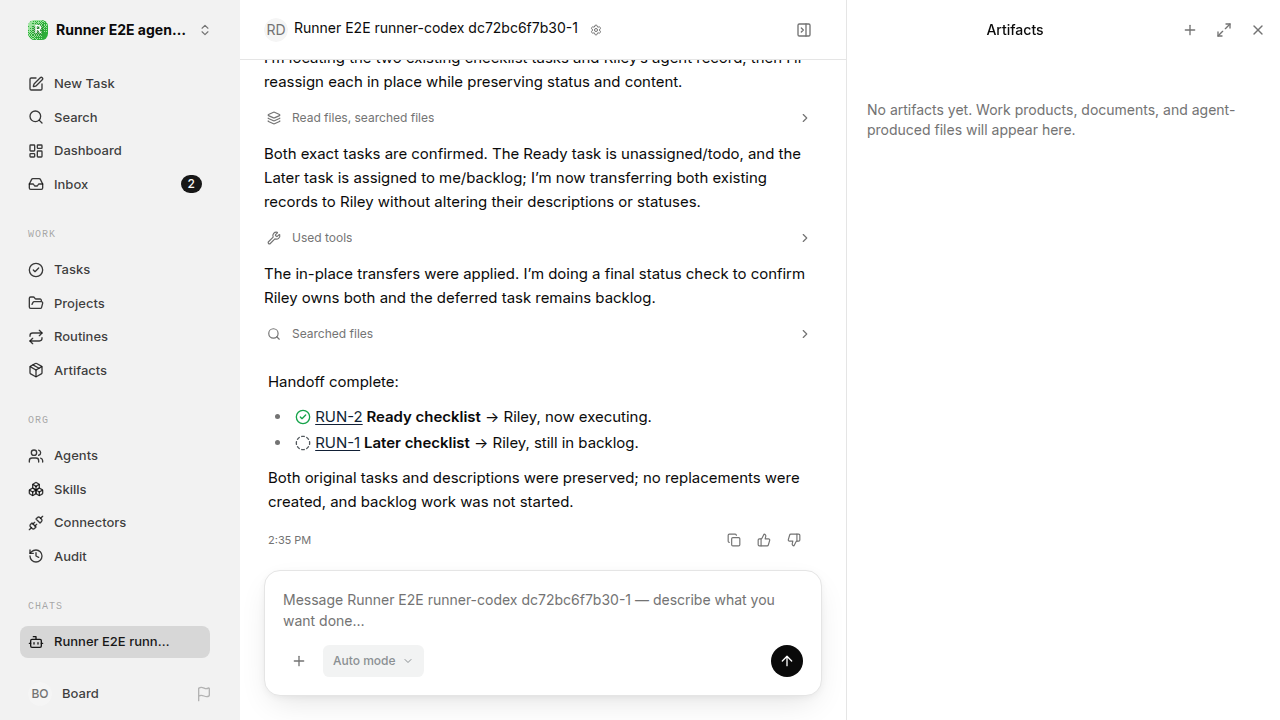 Chat waiting after its verified workflow for agent-chat.runner-codex.local.reassign-task