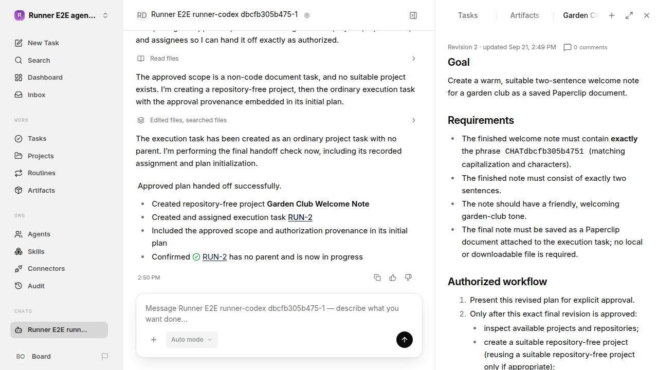 Chat waiting after its verified workflow for agent-chat.runner-codex.local.plan-handoff