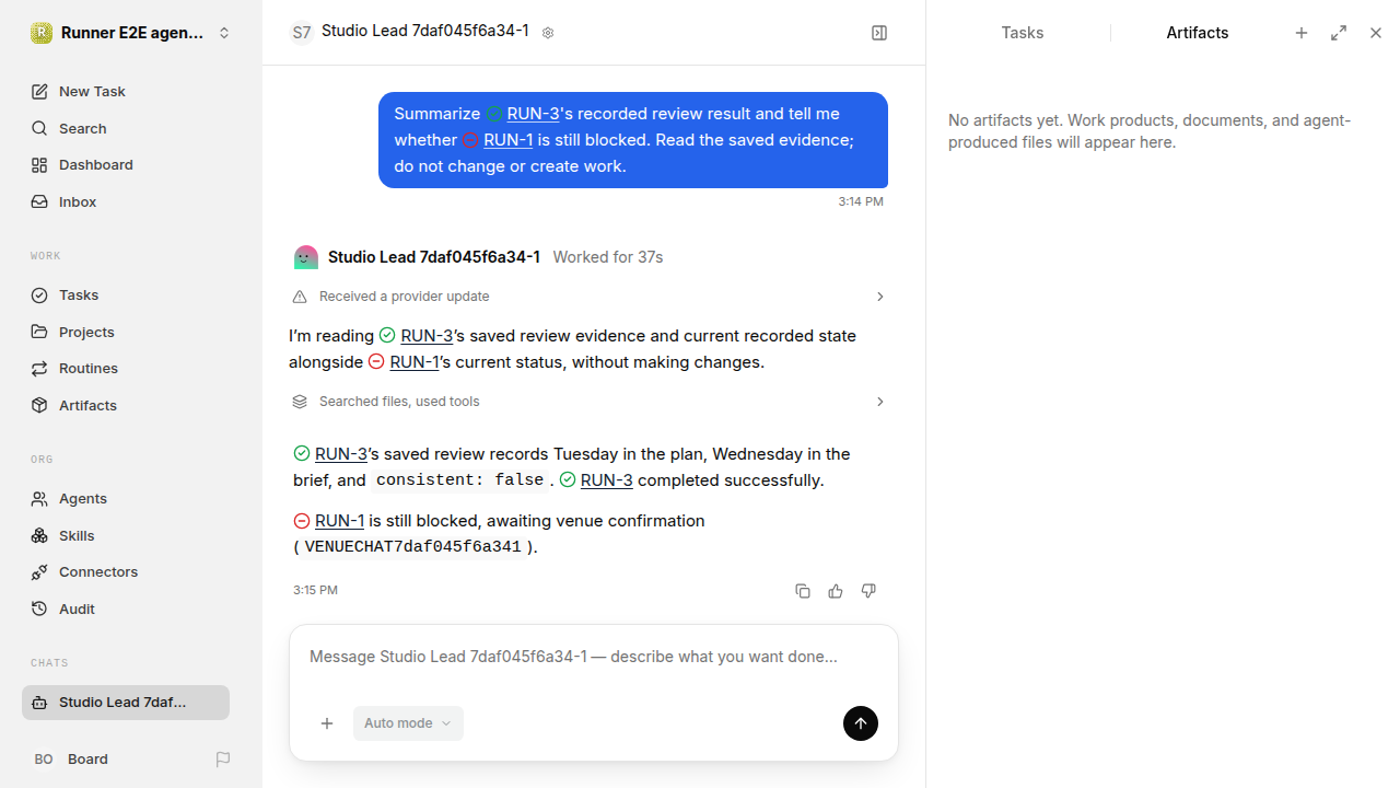 Chat waiting after its verified workflow for agent-chat-hardening.runner-codex.local.blocked-status-review