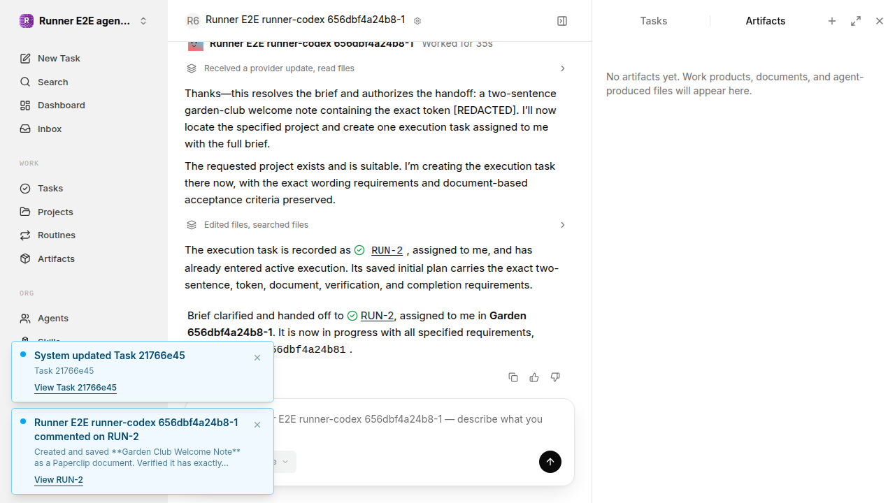 Chat waiting after its verified workflow for agent-chat.runner-codex.local.clarify-reuse