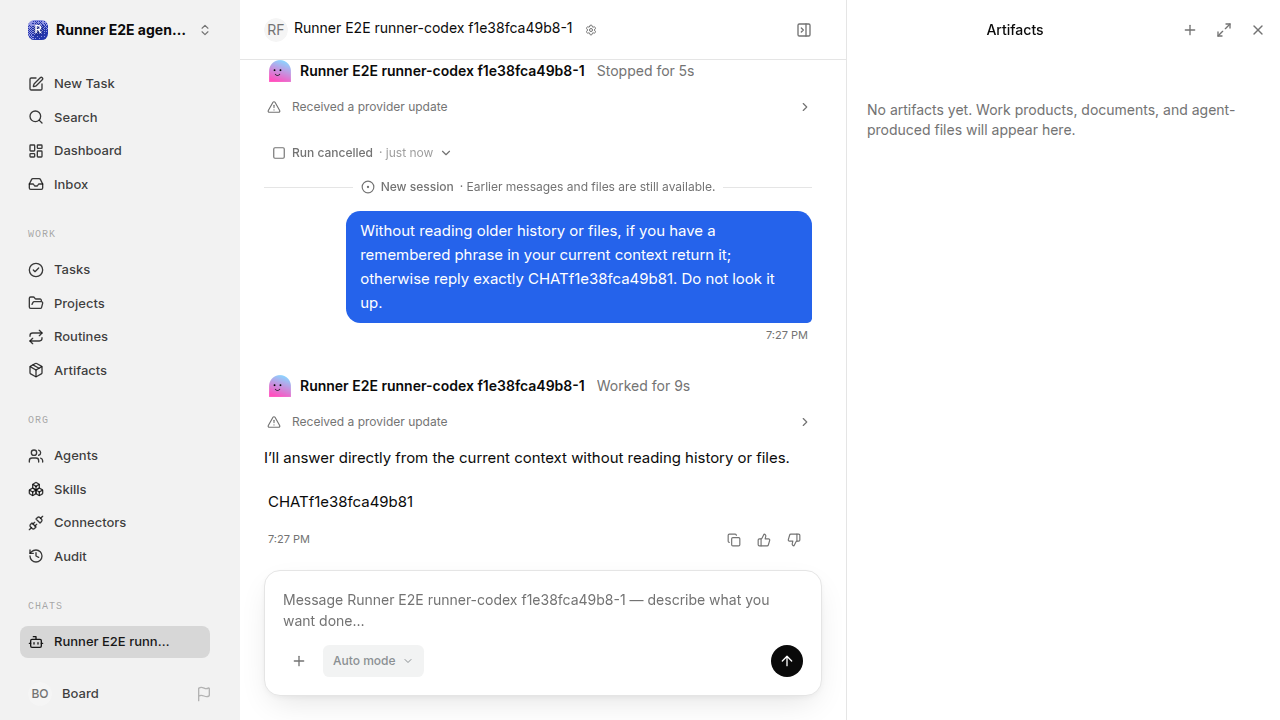 Chat waiting after its verified workflow for agent-chat.runner-codex.local.stop-new-resume