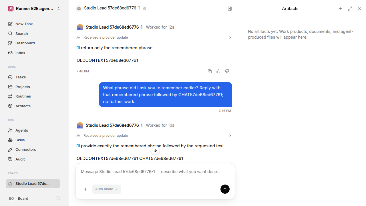 Chat waiting after its verified workflow for agent-chat-hardening.runner-codex.local.continuity-restart