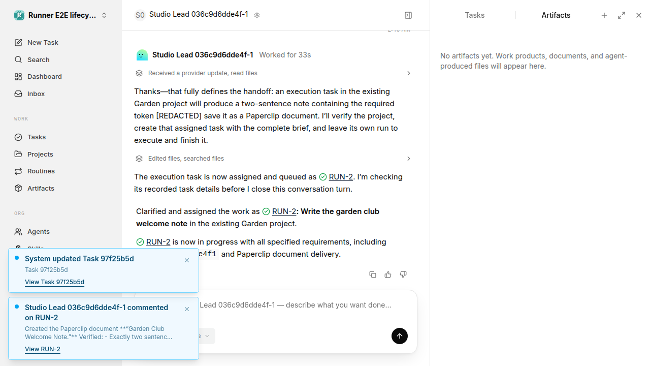 Chat waiting after its verified workflow for lifecycle-baseline.runner-codex.local.clarify-reuse