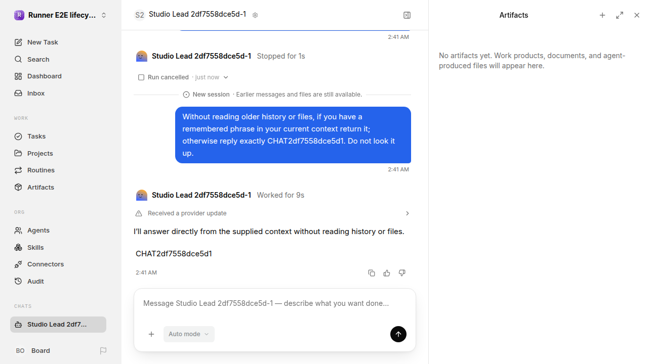 Chat waiting after its verified workflow for lifecycle-baseline.runner-codex.local.stop-new-resume