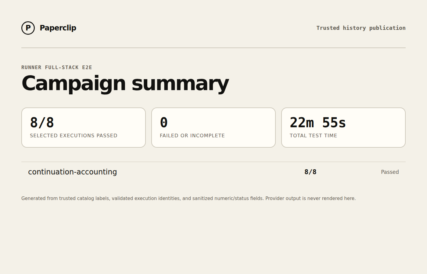 Runner E2E campaign status summary