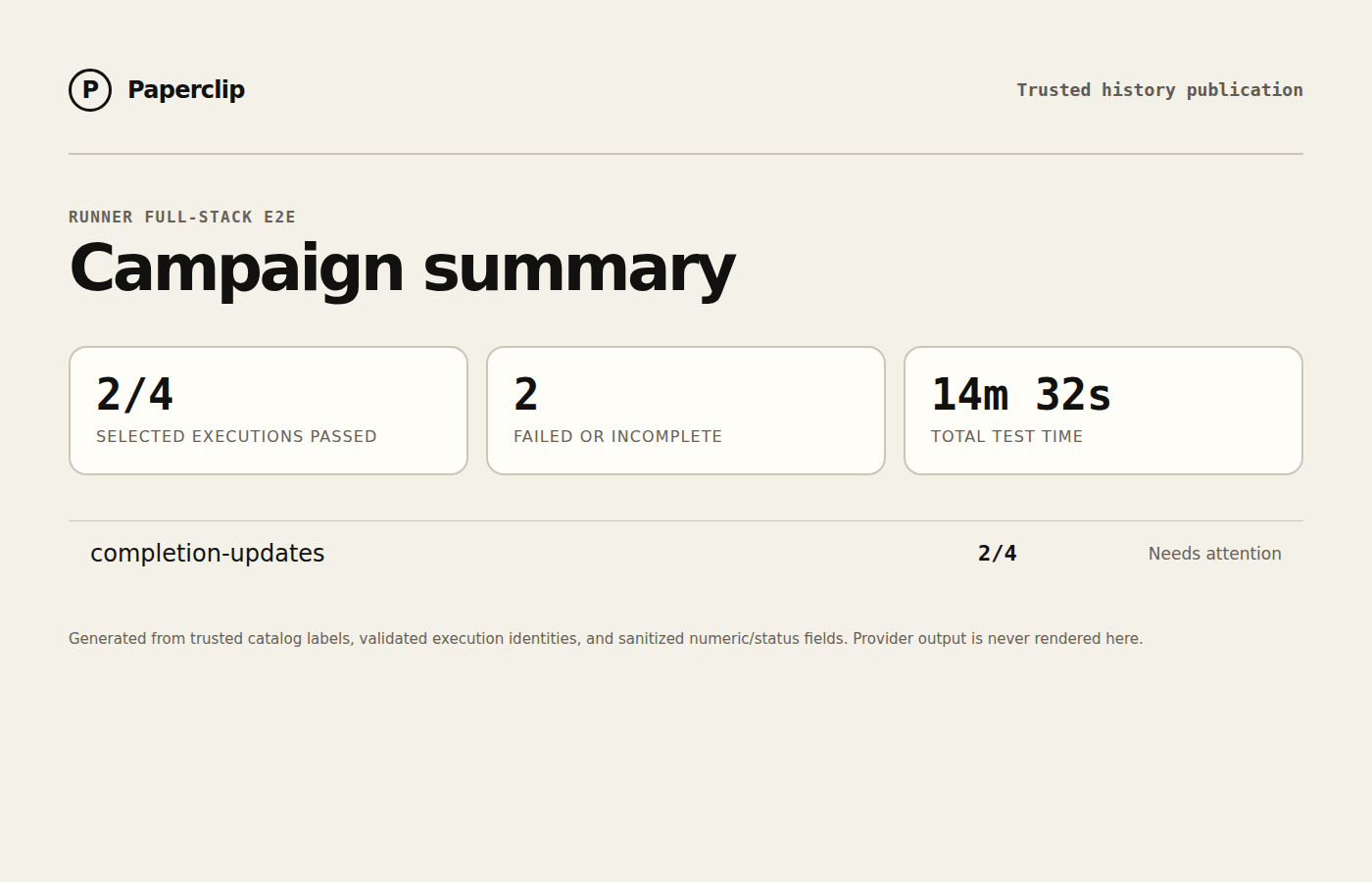 Runner E2E campaign status summary