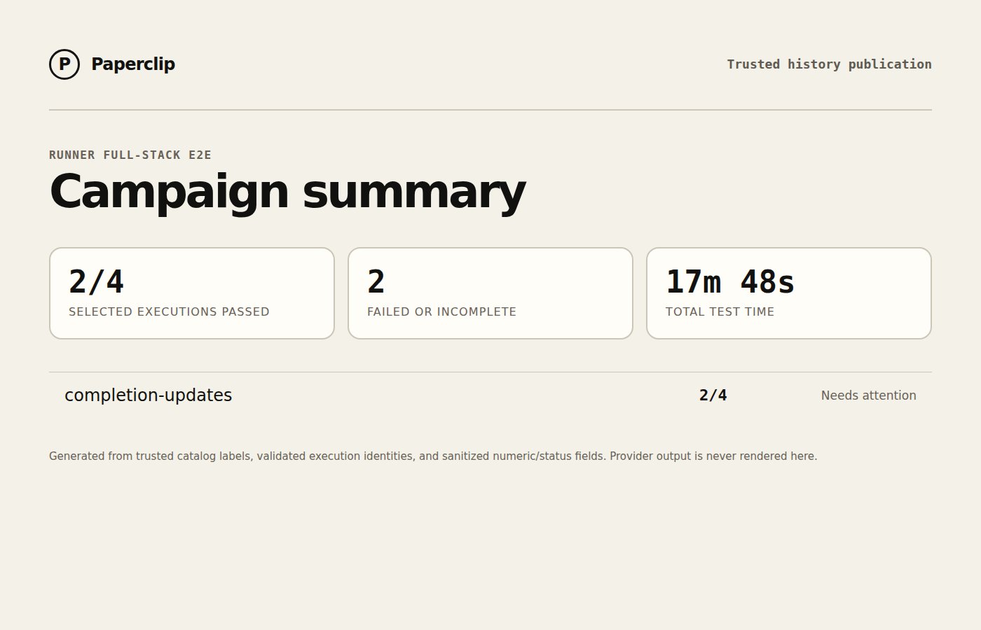 Runner E2E campaign status summary