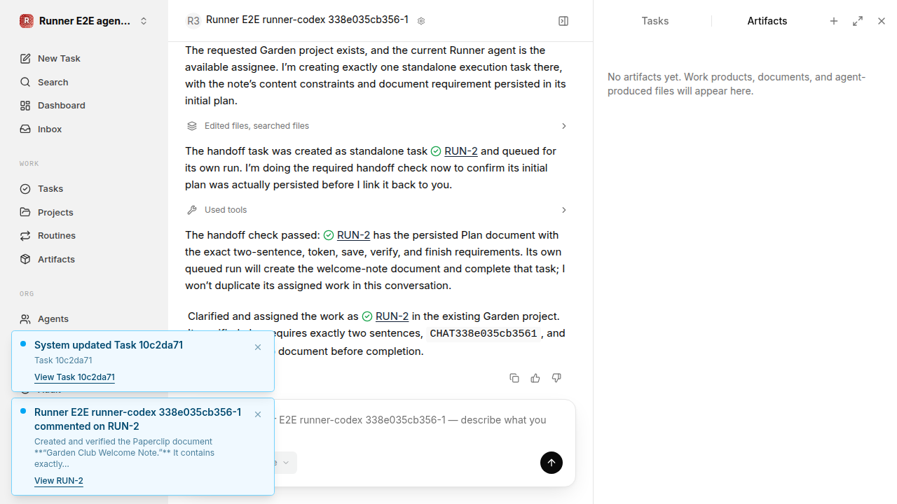 Chat waiting after its verified workflow for agent-chat.runner-codex.local.clarify-reuse