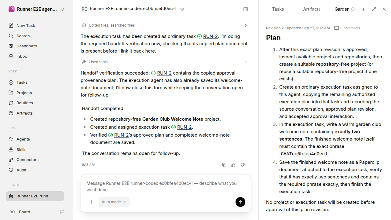 Chat waiting after its verified workflow for agent-chat.runner-codex.local.plan-handoff