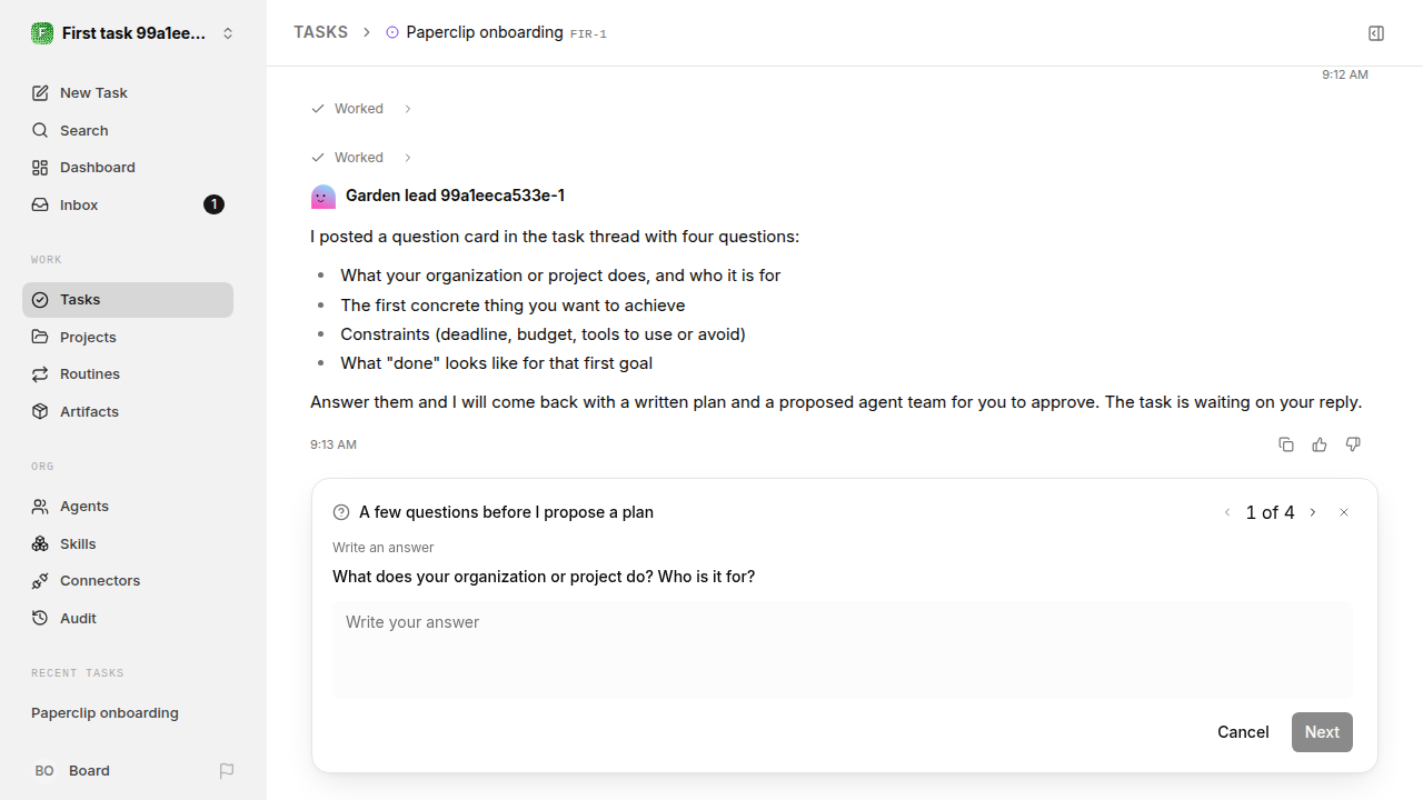 First onboarding response for first-task.legacy-claude.local.interview-first-response