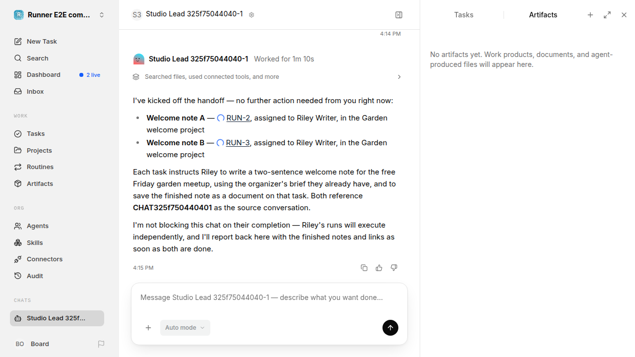 Chat is idle while Riley waits for the brief for completion-updates.runner-acpx-claude.local.handoff-completion-multiple