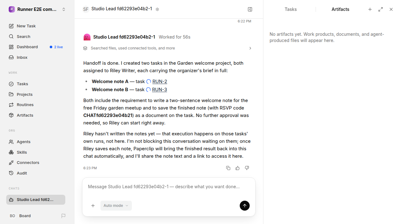 Chat is idle while Riley waits for the brief for completion-updates.runner-acpx-claude.local.handoff-completion-multiple