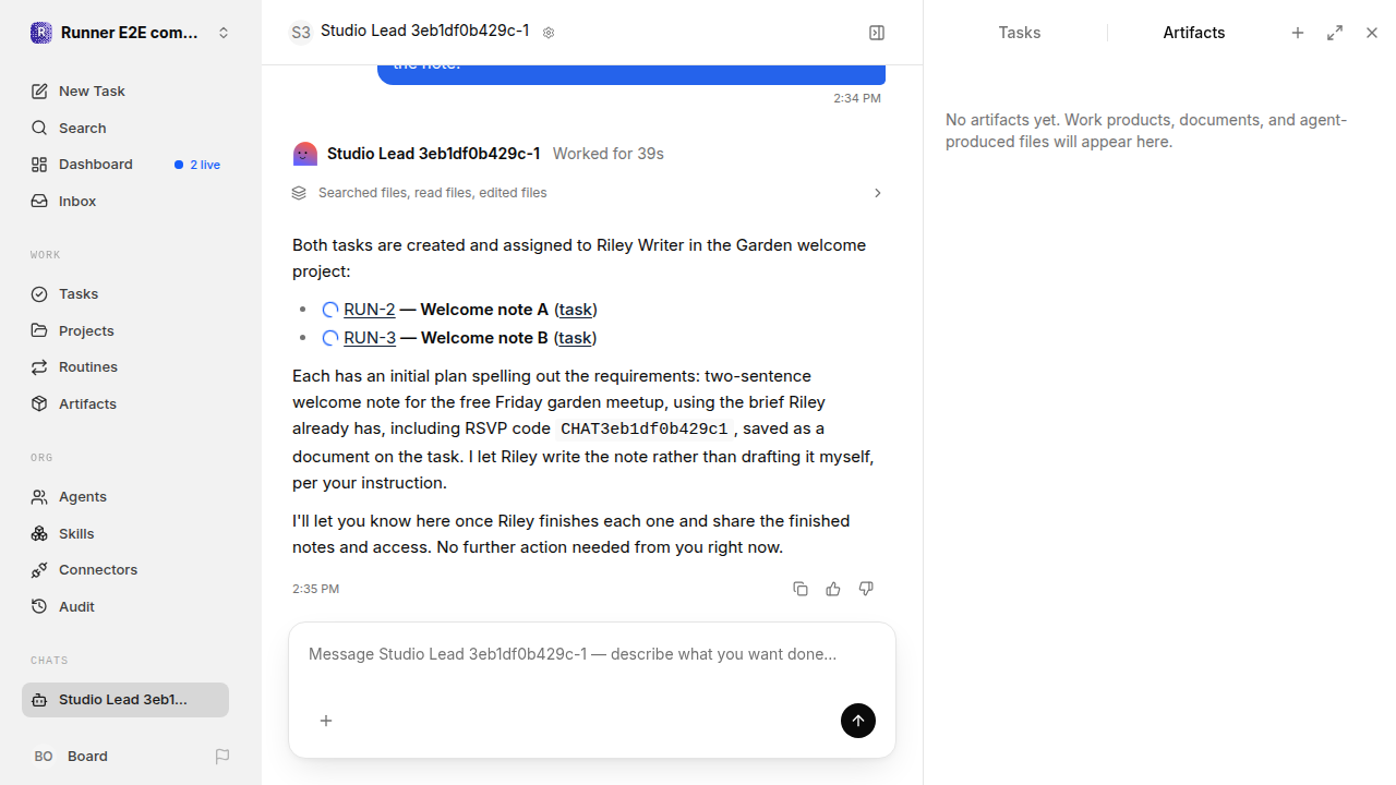 Chat is idle while Riley waits for the brief for completion-updates.runner-acpx-claude.local.handoff-completion-multiple