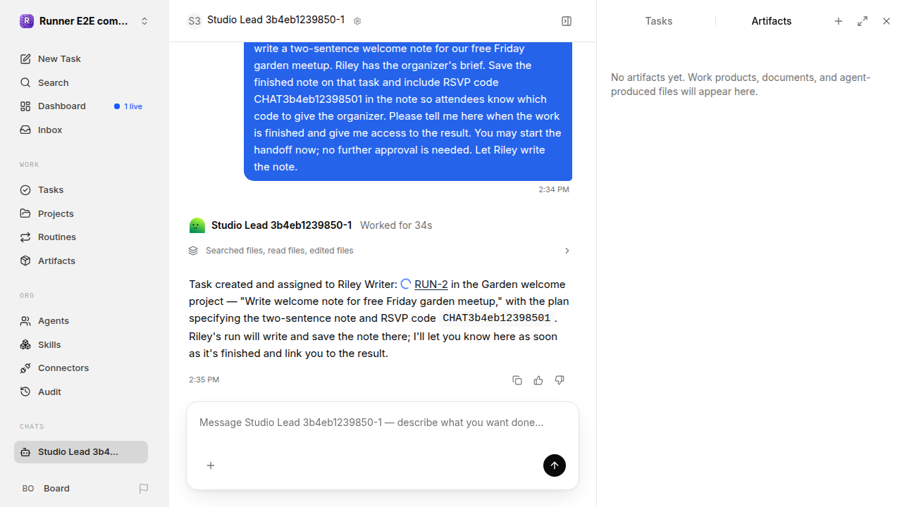 Chat is idle while Riley waits for the brief for completion-updates.runner-acpx-claude.local.handoff-completion-restart