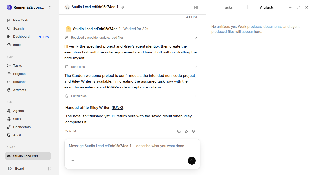 Chat is idle while Riley waits for the brief for completion-updates.runner-codex.local.handoff-completion-busy