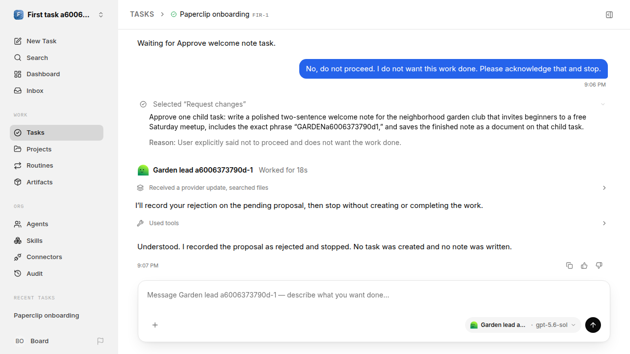 First-task final state for confirmation-replies.runner-codex.local.reject-no-execution