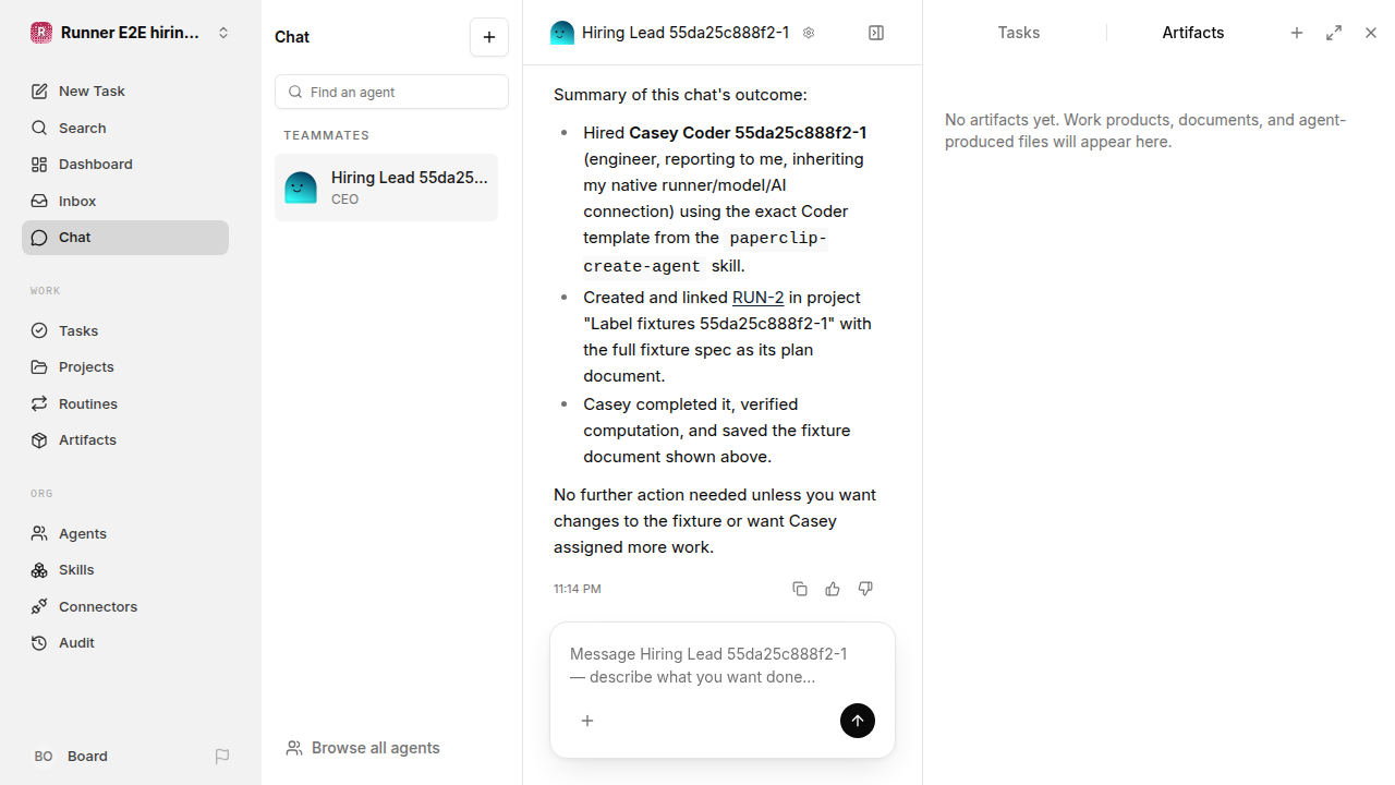 Production CEO hired a coder and delivered its first fixture for hiring-templates.runner-acpx-claude.local.hire-coder-template-reuse
