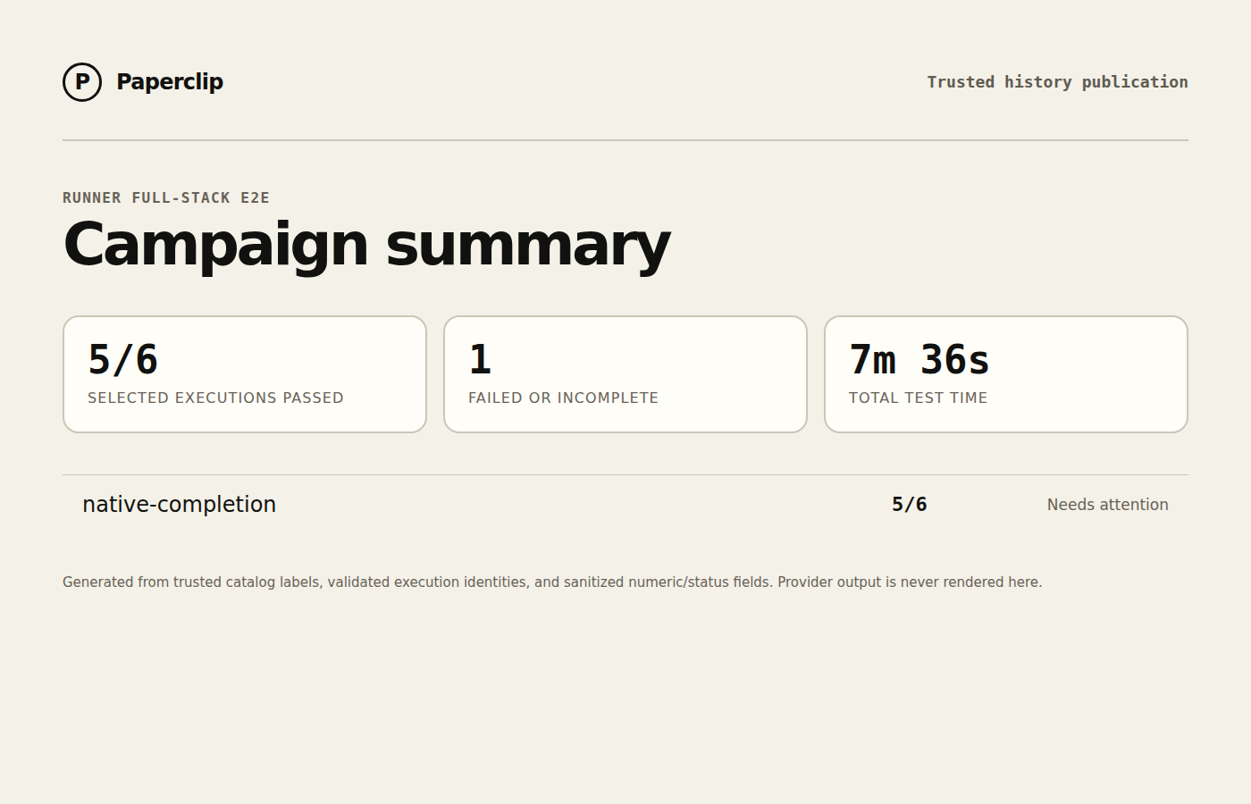 Runner E2E campaign status summary