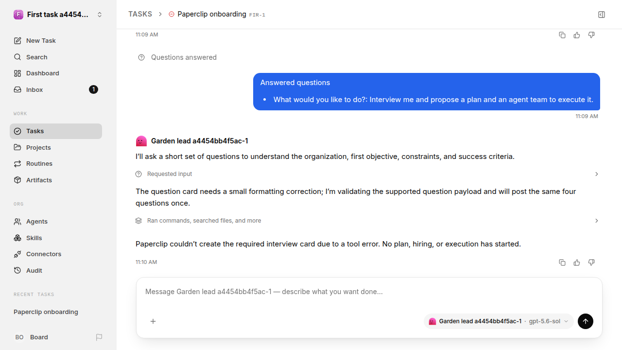 First onboarding response for first-task.runner-codex.local.interview-first-response