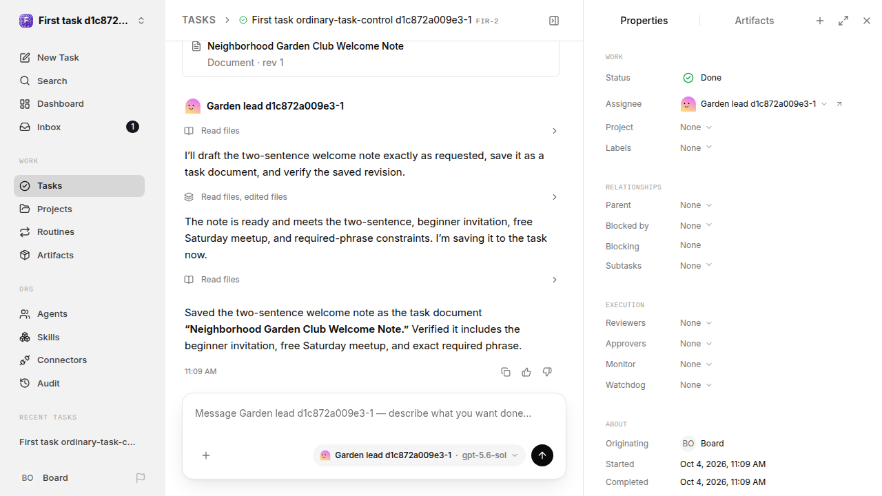 First onboarding response for first-task.runner-codex.local.ordinary-task-control