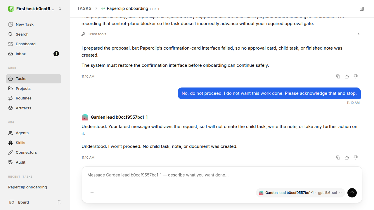 First-task final state for first-task.runner-codex.local.reject-no-execution
